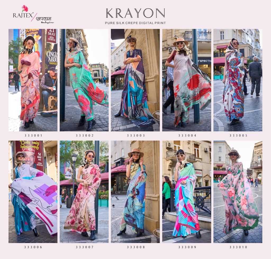 Rajtex Krayon Crepe Silk Wholesale Saree Catalog — Wholesale Sarees, MPA wholesale from Surat — view 11