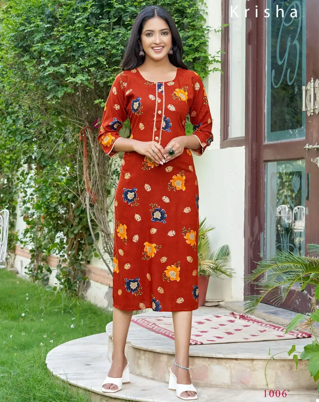 Rang Krisha Rayon Foil Print Wholesale Long Kurtis Catalog — Wholesale Kurtis, MPA wholesale from Surat — view 1