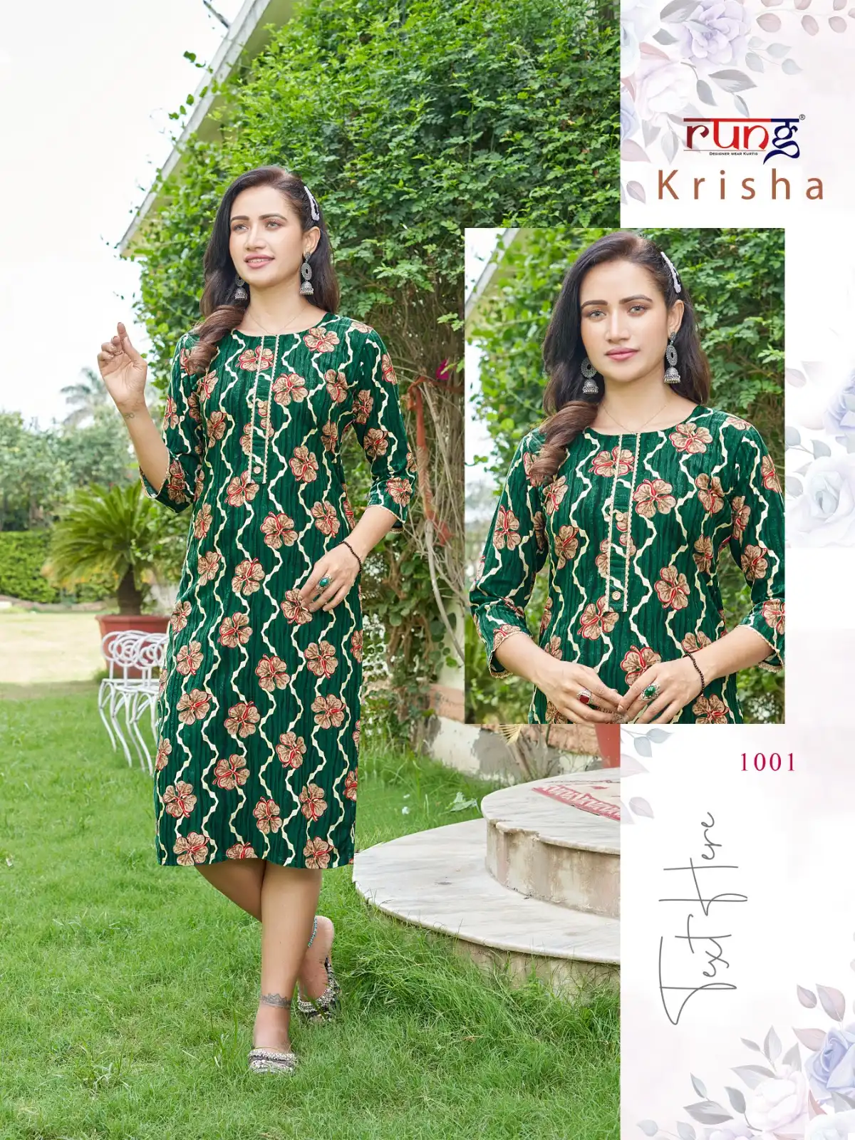 Rang Krisha Rayon Foil Print Wholesale Long Kurtis Catalog — Wholesale Kurtis, MPA wholesale from Surat - Gallery Image 5