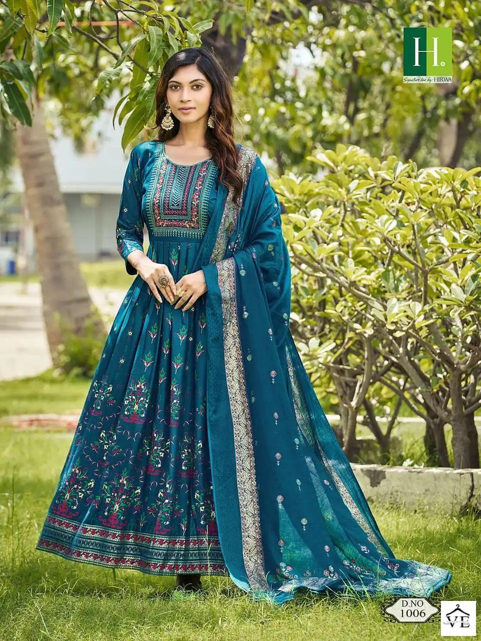 Hirwa Kumari Heavy Rayon Foil Prints Wholesale Designer Long Gown With Dupatta Catalog — Wholesale Kurtis, MPA wholesale from Surat - Gallery Image 6