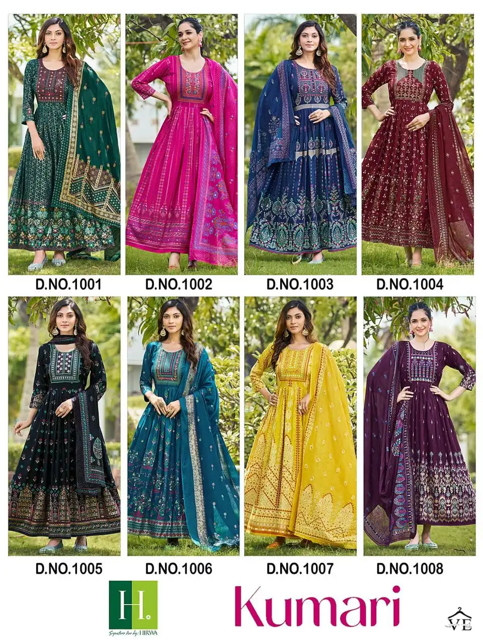 Hirwa Kumari Heavy Rayon Foil Prints Wholesale Designer Long Gown With Dupatta Catalog — Wholesale Kurtis, MPA wholesale from Surat — view 9
