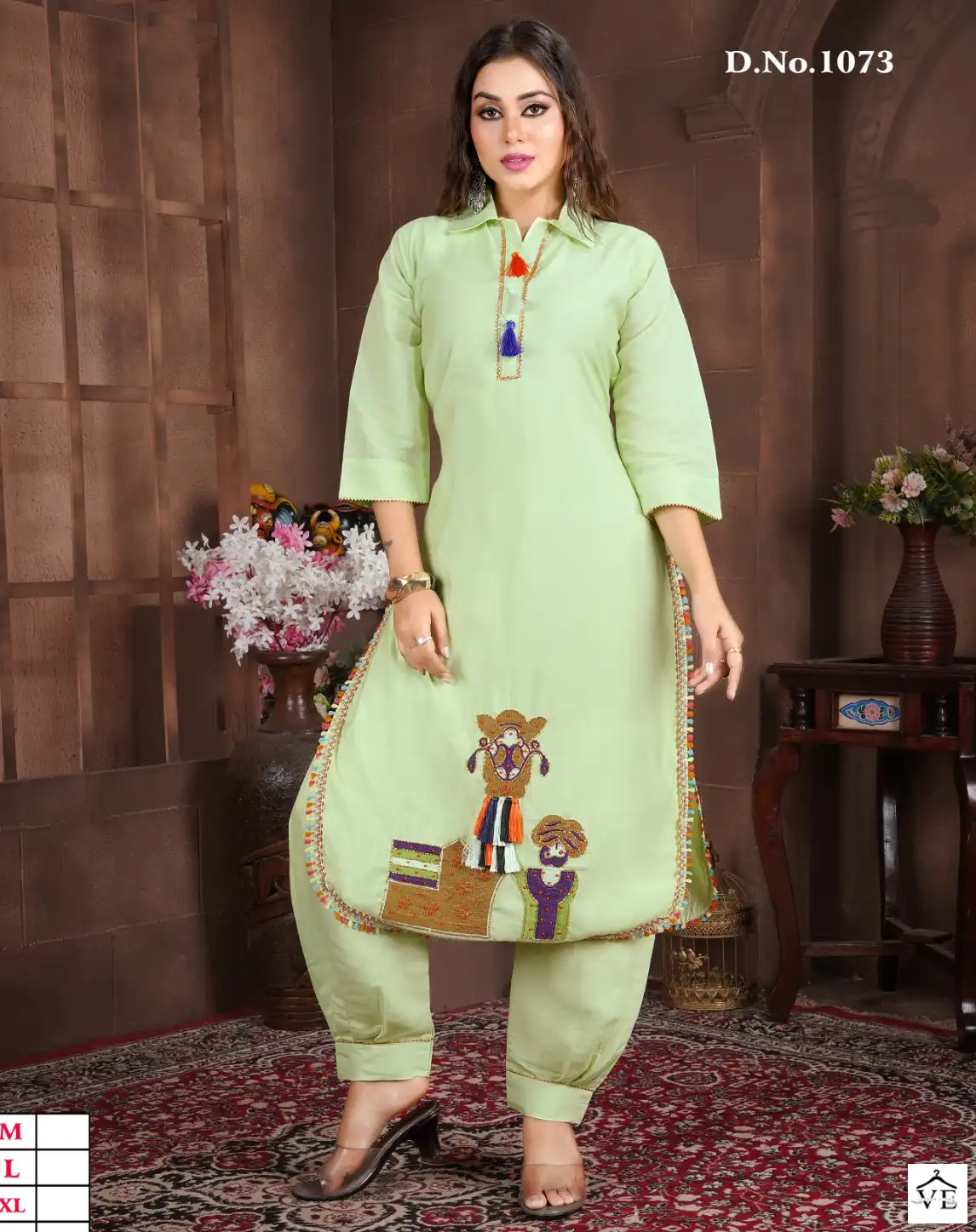VE Afghani Roman Silk Wholesale Top Bottom Catalog — Wholesale Kurtis, MPA wholesale from Surat — view 1