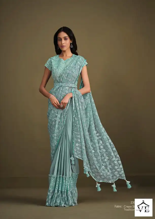 Mahotsav La Belle Crepe Silk Wholesale Designer Sarees Catalog — Wholesale Sarees, MPA wholesale from Surat - Gallery Image 6