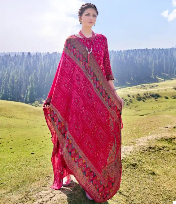 Alok Suits Lashkara Pashmina Wholesale Fancy Hand Works Winter Wear Salwar Suit Catalog — Wholesale Salwar Suits, Alok Suit wholesale from Surat — view 1
