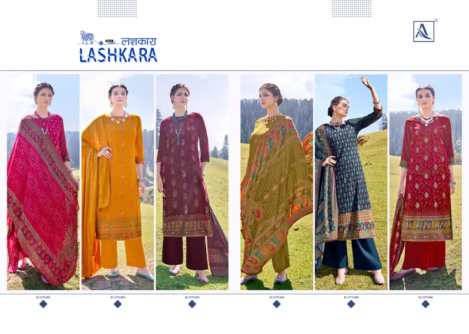 Alok Suits Lashkara Pashmina Wholesale Fancy Hand Works Winter Wear Salwar Suit Catalog — Wholesale Salwar Suits, Alok Suit wholesale from Surat — view 6