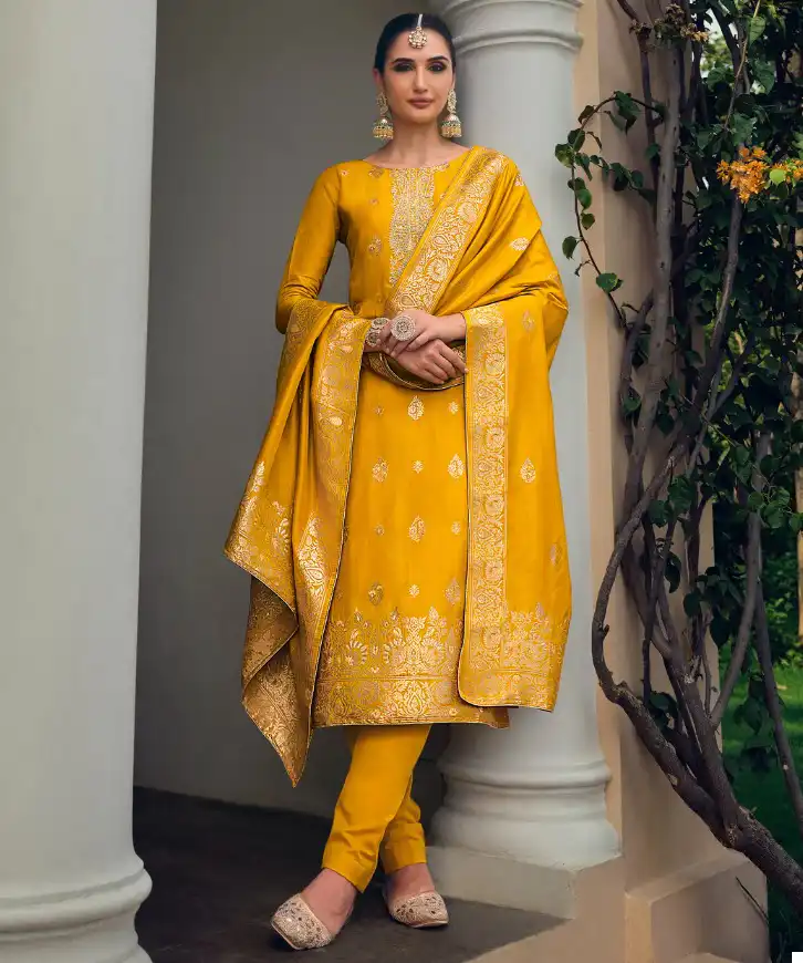 Belliza Designer Lashkara Dola Jacquard Wholesale Designer Salwar Suit Catalog — Wholesale Salwar Suits, Belliza Designer wholesale from Surat — view 1