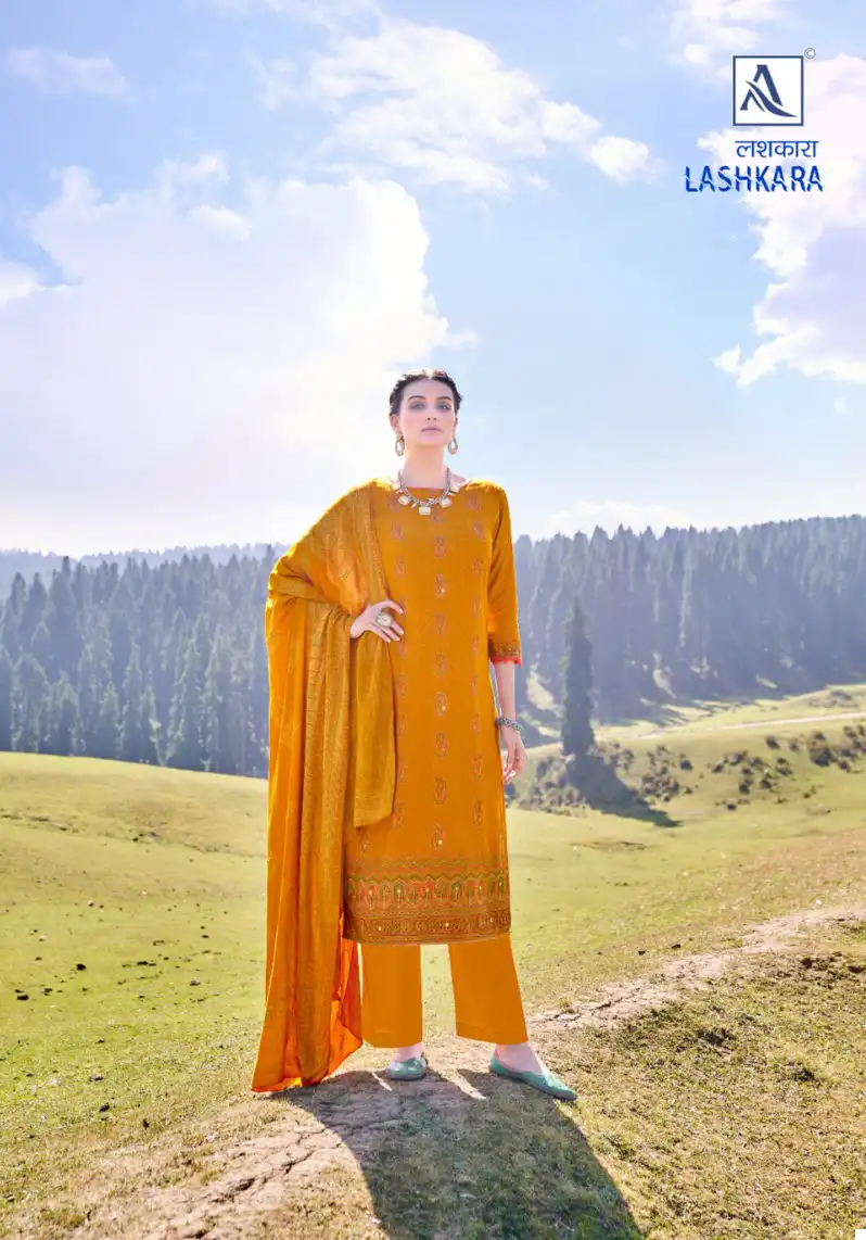 Alok Suits Lashkara Pashmina Wholesale Fancy Hand Works Winter Wear Salwar Suit Catalog — Wholesale Salwar Suits, Alok Suit wholesale from Surat - Gallery Image 2