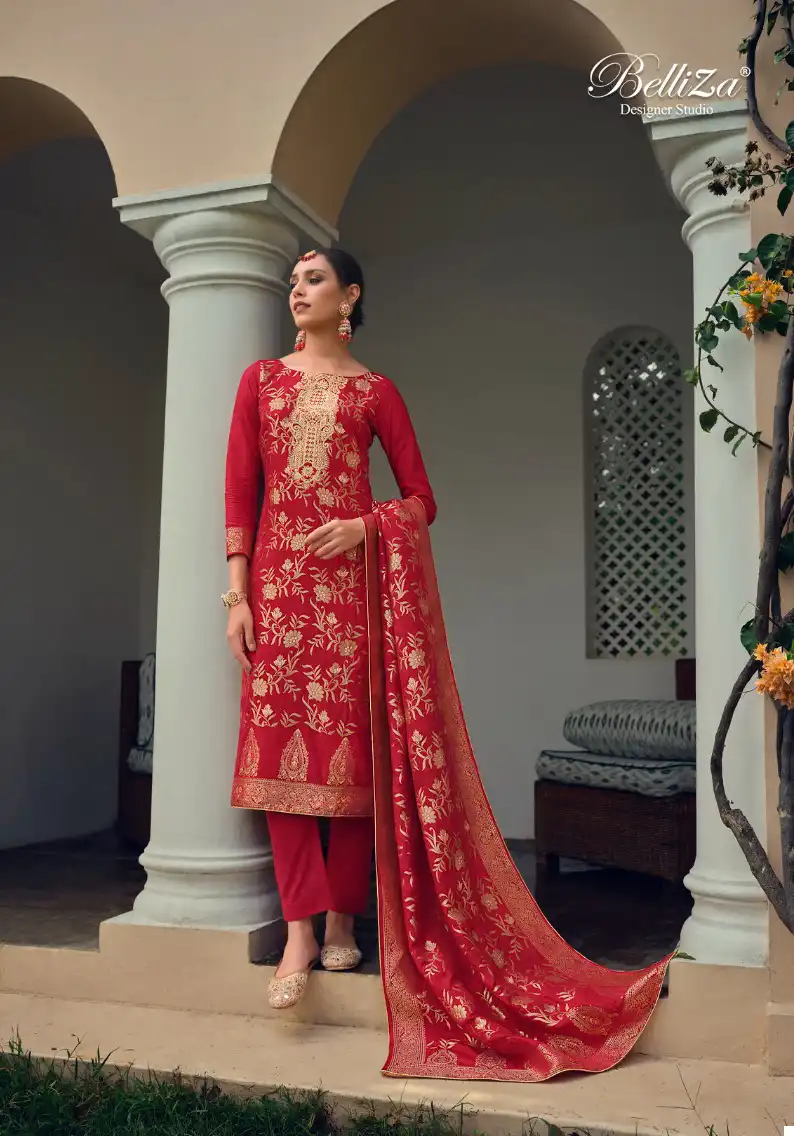 Belliza Designer Lashkara Dola Jacquard Wholesale Designer Salwar Suit Catalog — Wholesale Salwar Suits, Belliza Designer wholesale from Surat - Gallery Image 4