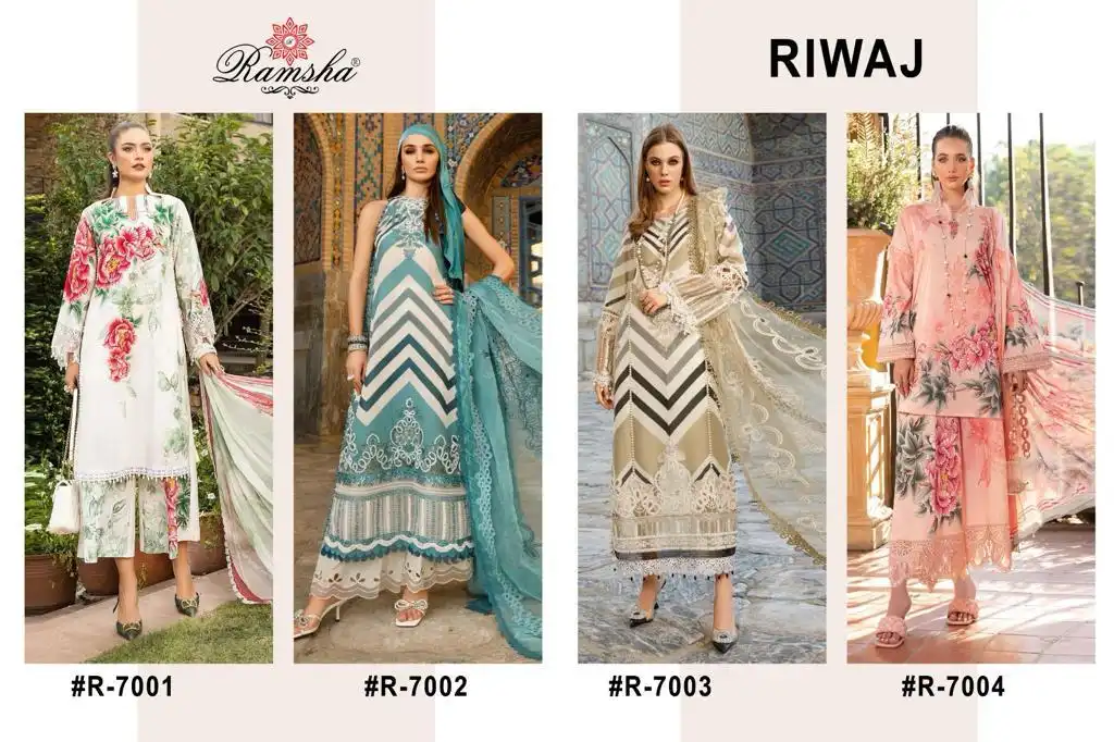 Ramsha Riwaj Lawn Collection Cotton Wholesale Embroidery Work Pakistani Salwar Suit Catalog — Wholesale Salwar Suits, MPA wholesale from Surat — view 11