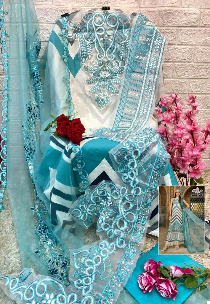 Ramsha Riwaj Lawn Collection Cotton Wholesale Embroidery Work Pakistani Salwar Suit Catalog — Wholesale Salwar Suits, MPA wholesale from Surat - Gallery Image 6