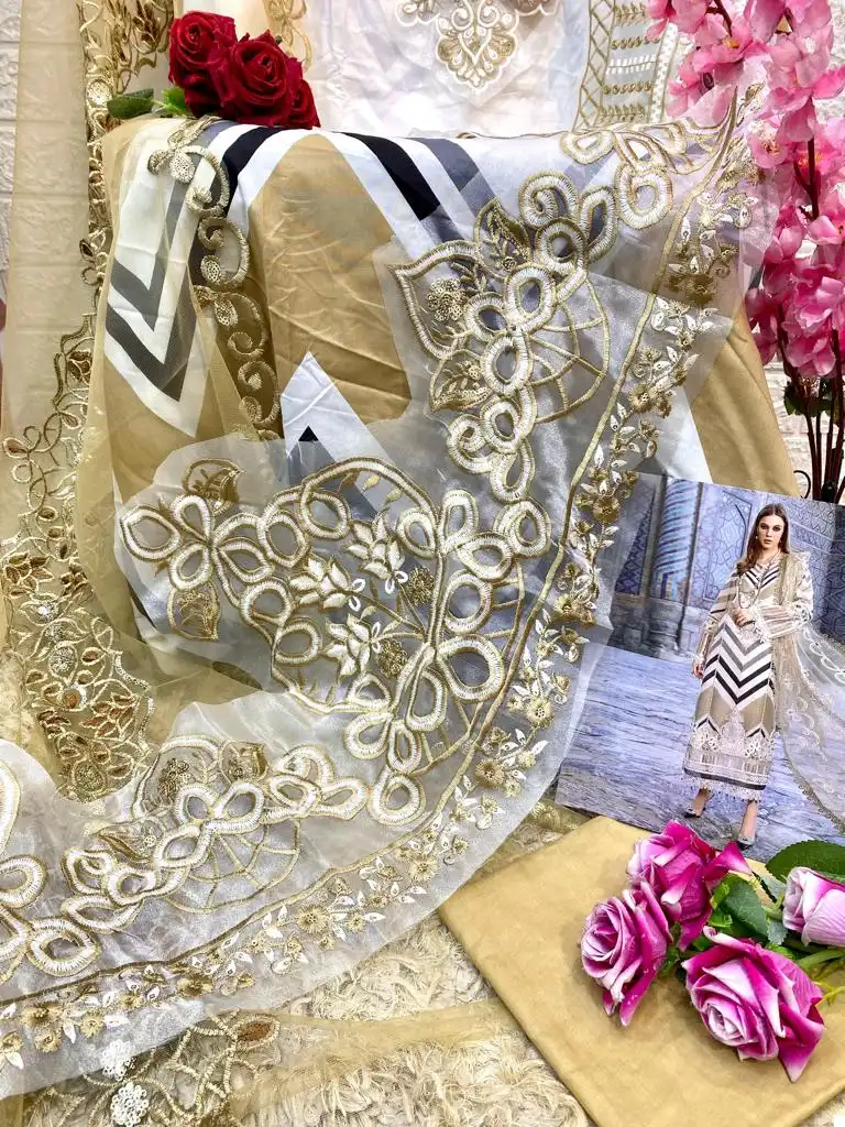 Ramsha Riwaj Lawn Collection Cotton Wholesale Embroidery Work Pakistani Salwar Suit Catalog — Wholesale Salwar Suits, MPA wholesale from Surat - Gallery Image 9