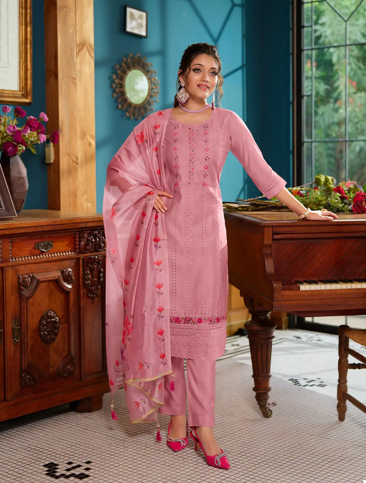 Lily & Lali Lucknowi Nx Chanderi Silk Wholesale Designer Readymade Salwar Suit Catalog — Wholesale Salwar Suits, Lily & Lali wholesale from Surat - Gallery Image 4