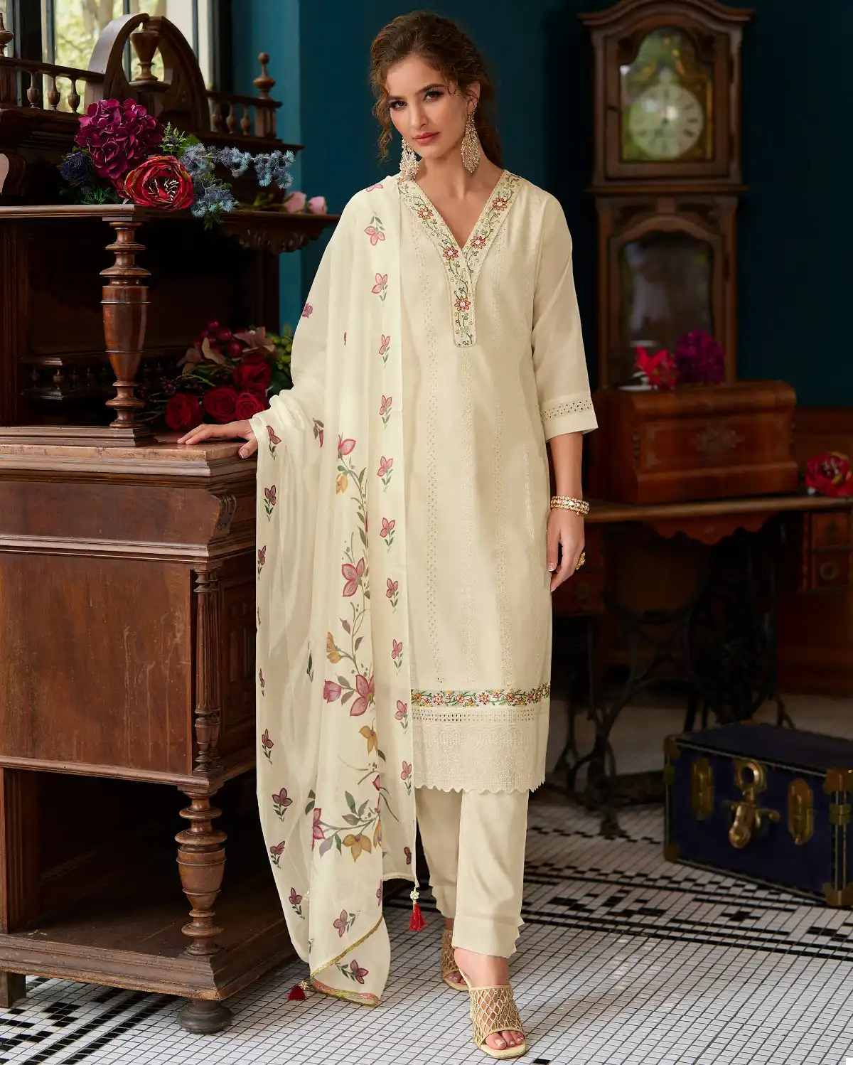 Lily & Lali Lucknowi Nx Chanderi Silk Wholesale Designer Readymade Salwar Suit Catalog — Wholesale Salwar Suits, Lily & Lali wholesale from Surat — view 1