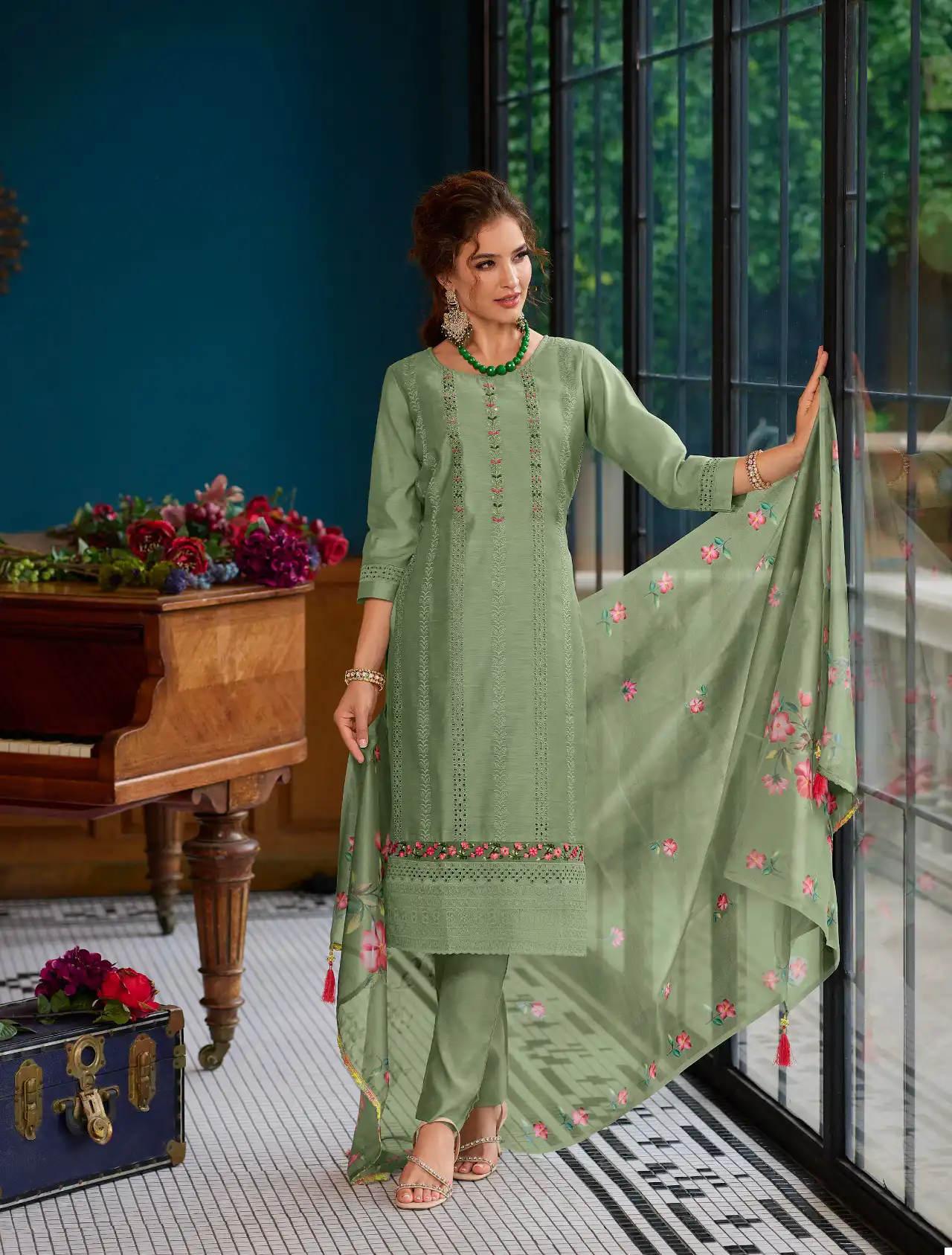 Lily & Lali Lucknowi Nx Chanderi Silk Wholesale Designer Readymade Salwar Suit Catalog — Wholesale Salwar Suits, Lily & Lali wholesale from Surat - Gallery Image 5