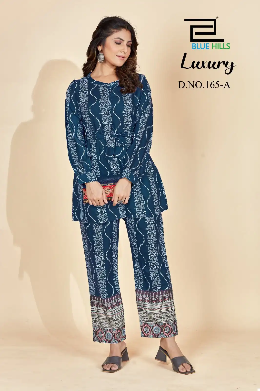 Blue Hills Luxury Rayon Print Wholesale Top With Pant Co-Ord Set Catalog — Wholesale Kurtis, Blue Hills wholesale from Surat - Gallery Image 2
