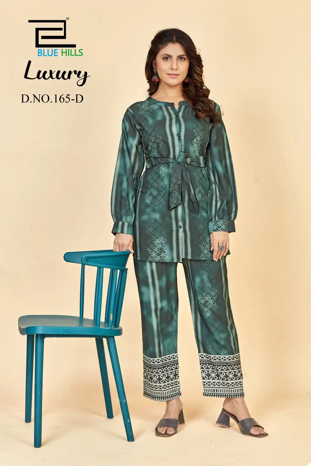Blue Hills Luxury Rayon Print Wholesale Top With Pant Co-Ord Set Catalog — Wholesale Kurtis, Blue Hills wholesale from Surat - Gallery Image 4