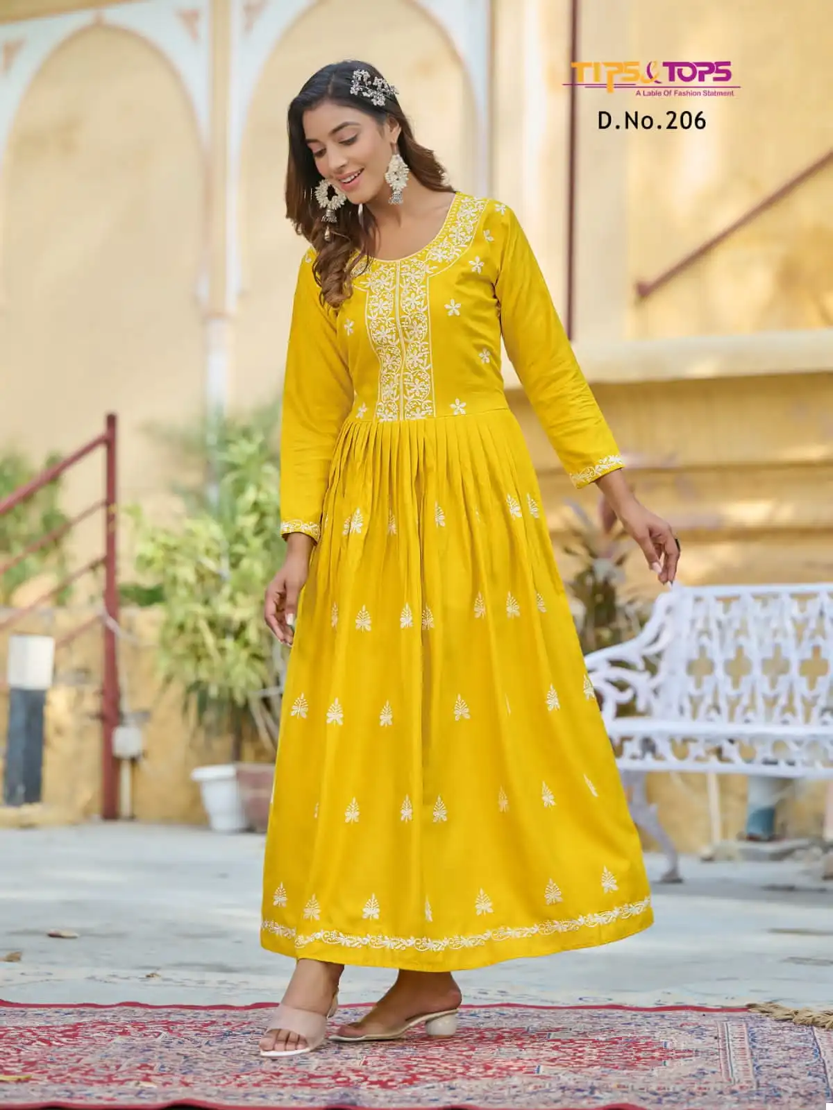 Tips & Tops Lakhnavi Vol 02 Rayon Slub 16Kg Wholesale Designer Long Kurtis Catalog — Wholesale Kurtis, MPA wholesale from Surat - Gallery Image 4
