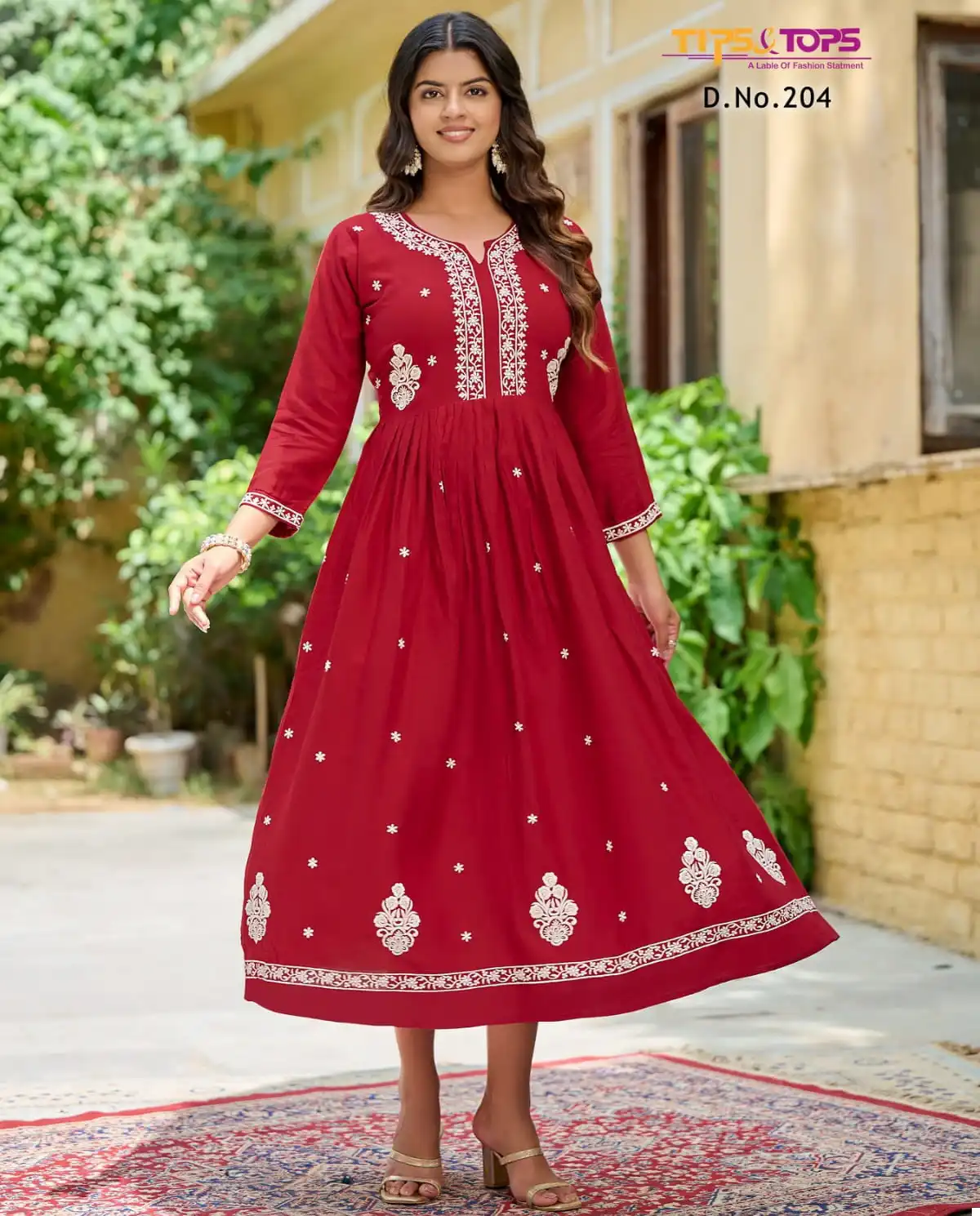 Tips & Tops Lakhnavi Vol 02 Rayon Slub 16Kg Wholesale Designer Long Kurtis Catalog — Wholesale Kurtis, MPA wholesale from Surat — view 1