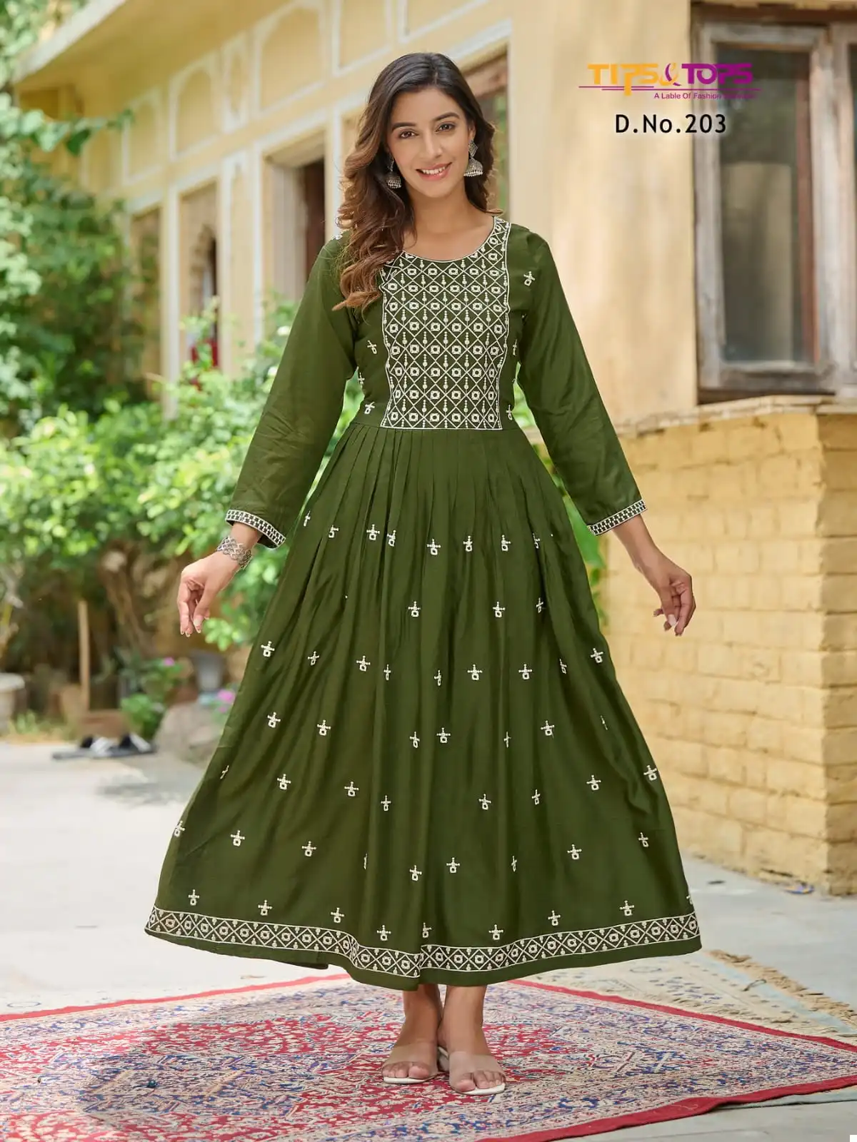 Tips & Tops Lakhnavi Vol 02 Rayon Slub 16Kg Wholesale Designer Long Kurtis Catalog — Wholesale Kurtis, MPA wholesale from Surat - Gallery Image 5