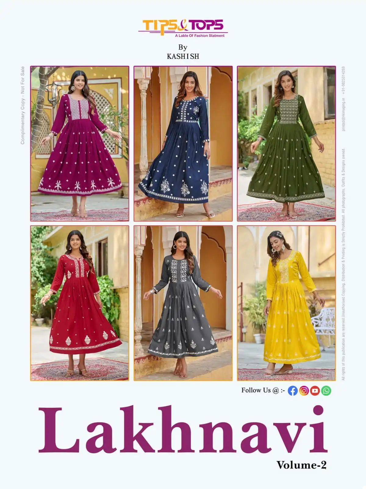 Tips &amp; Tops Lakhnavi Vol 02 Rayon Slub 16Kg Wholesale Designer Long Kurtis Catalog — Wholesale Kurtis, MPA wholesale from Surat — view 7
