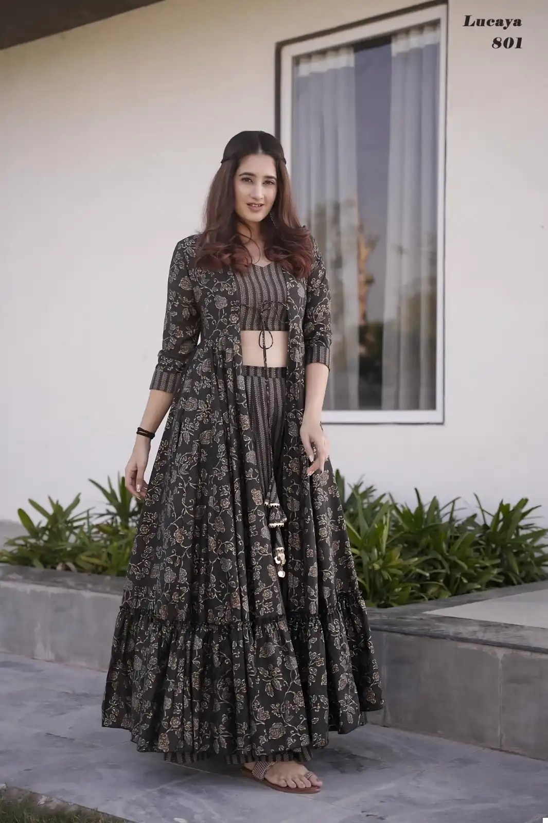 Lucaya Vol 8 Muslin Wholesale Koti Style Indo-Western Suit Catalog — Gown, MPA wholesale from Surat — view 3