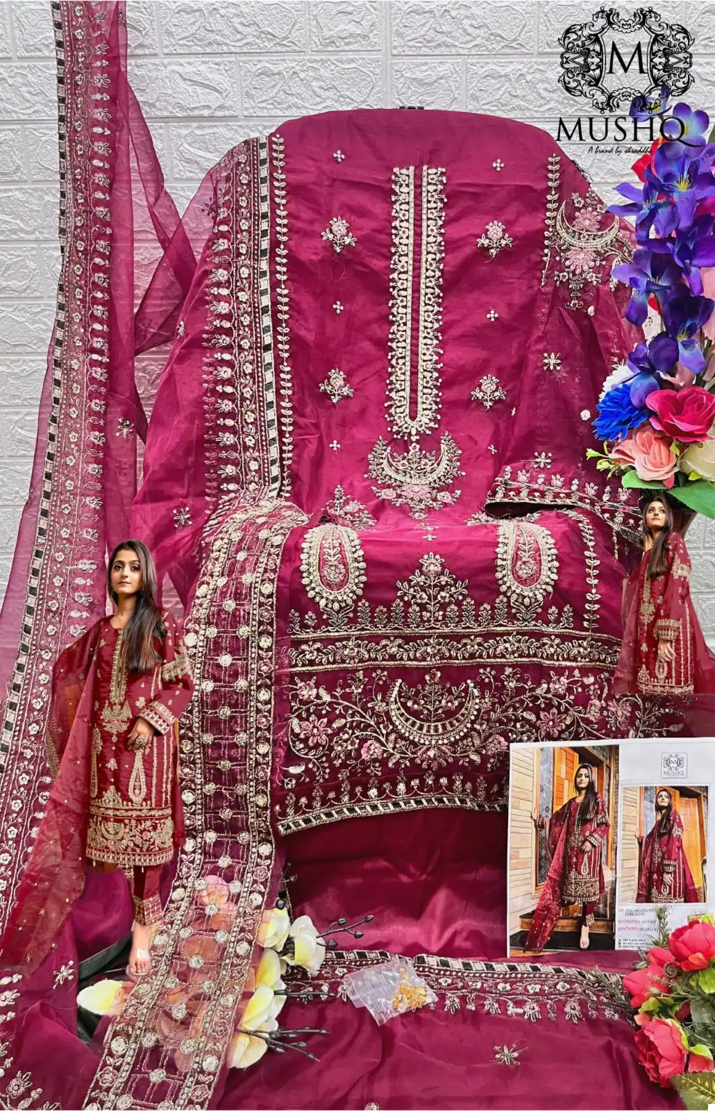 Mushq M 187 Organza Wholesale Designer Pakistani Salwar Suit — Wholesale Salwar Suits, MPA wholesale from Surat - Gallery Image 12