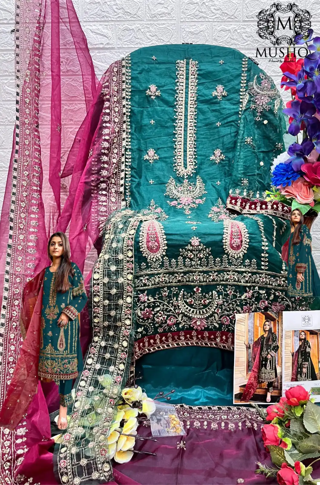 Mushq M 187 Organza Wholesale Designer Pakistani Salwar Suit — Wholesale Salwar Suits, MPA wholesale from Surat - Gallery Image 14
