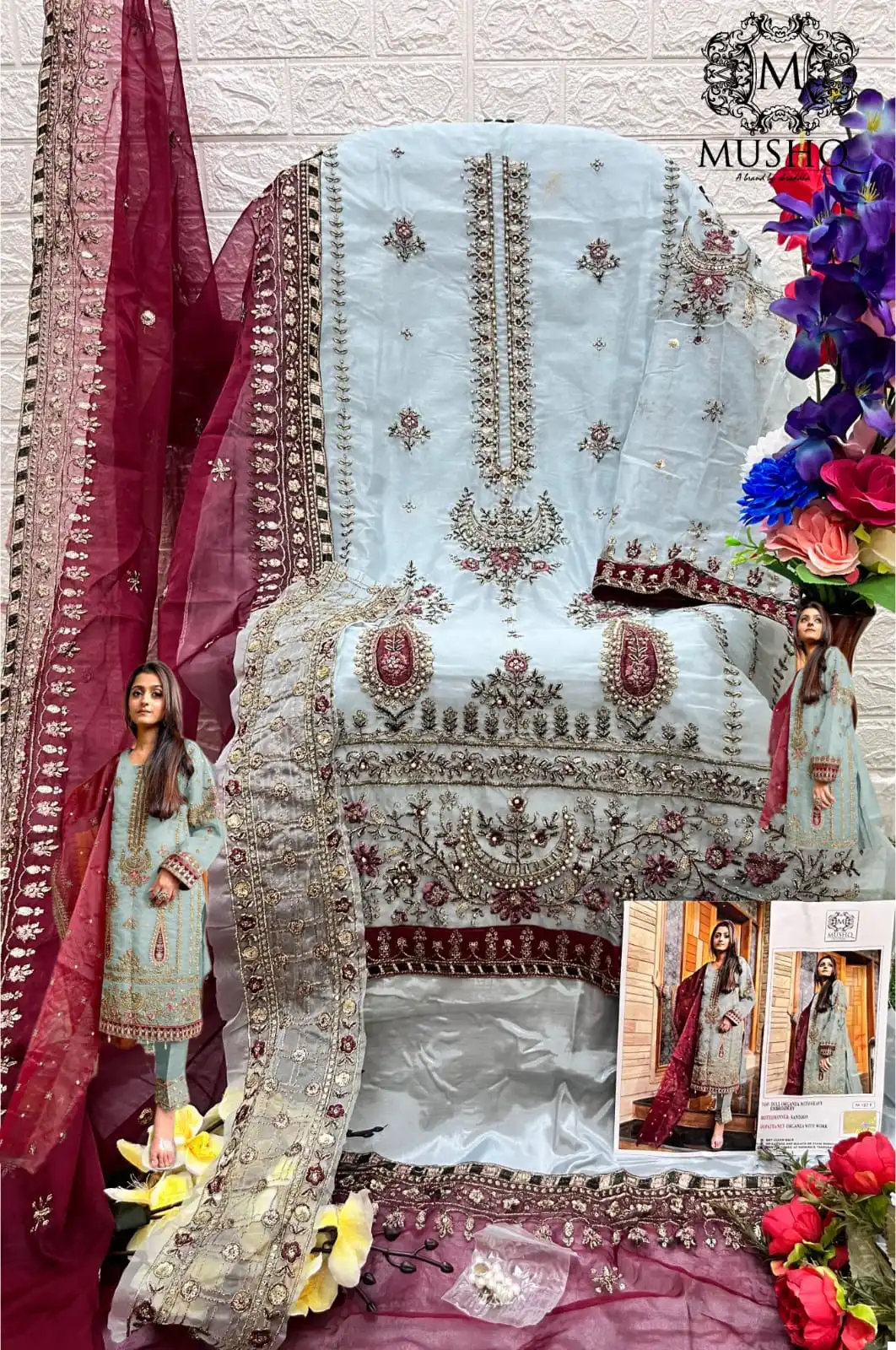 Mushq M 187 Organza Wholesale Designer Pakistani Salwar Suit — Wholesale Salwar Suits, MPA wholesale from Surat - Gallery Image 8