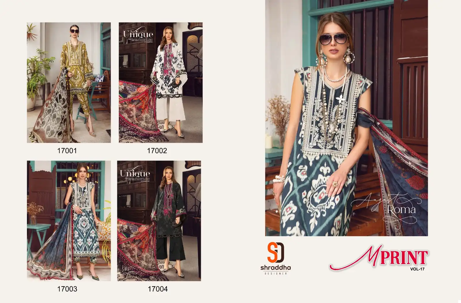 Sharaddha Designer M Print Vol 17 Lawn Cotton Wholesale Heavy Patch Embroidery Pakistani Salwar Suit Catalog — Wholesale Salwar Suits, MPA wholesale from Surat — view 9