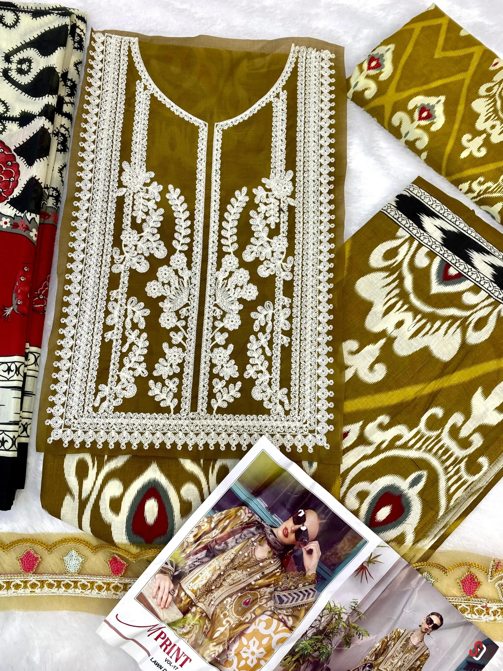 Sharaddha Designer M Print Vol 17 Lawn Cotton Wholesale Heavy Patch Embroidery Pakistani Salwar Suit Catalog — Wholesale Salwar Suits, MPA wholesale from Surat - Gallery Image 2