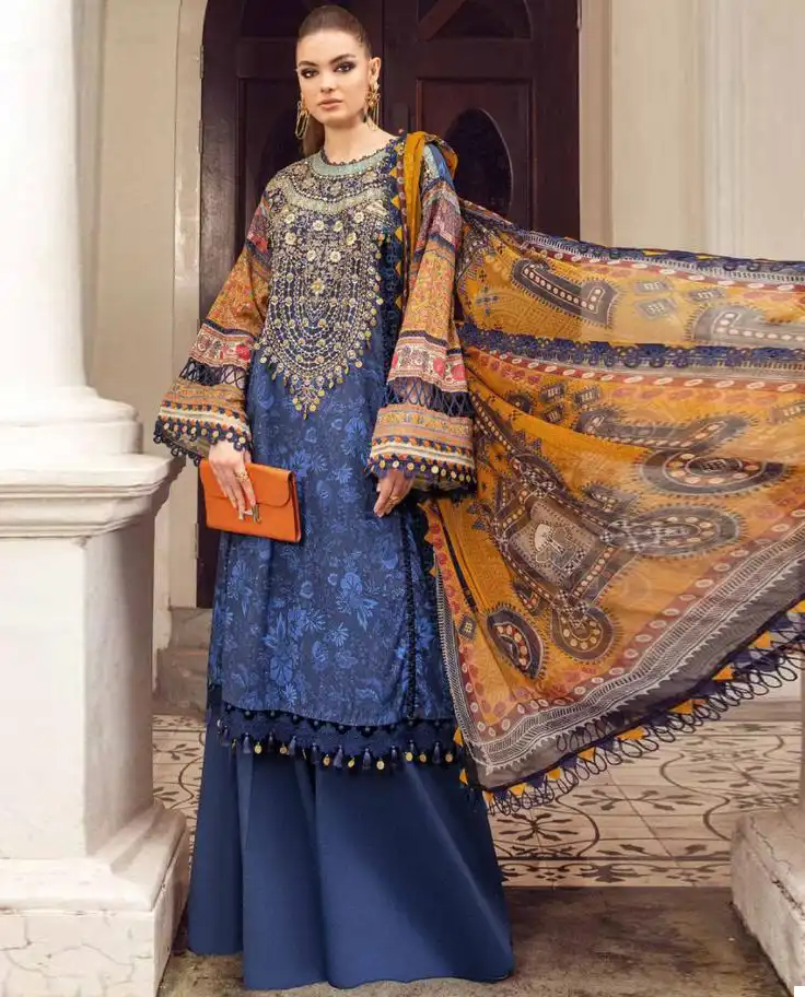 Mehboob Tex M Prints Vol 12 Lawn Cotton Wholesale Fancy Embroidery Work Pakistani Salwar Suit Catalog — Wholesale Salwar Suits, MPA wholesale from Surat — view 1