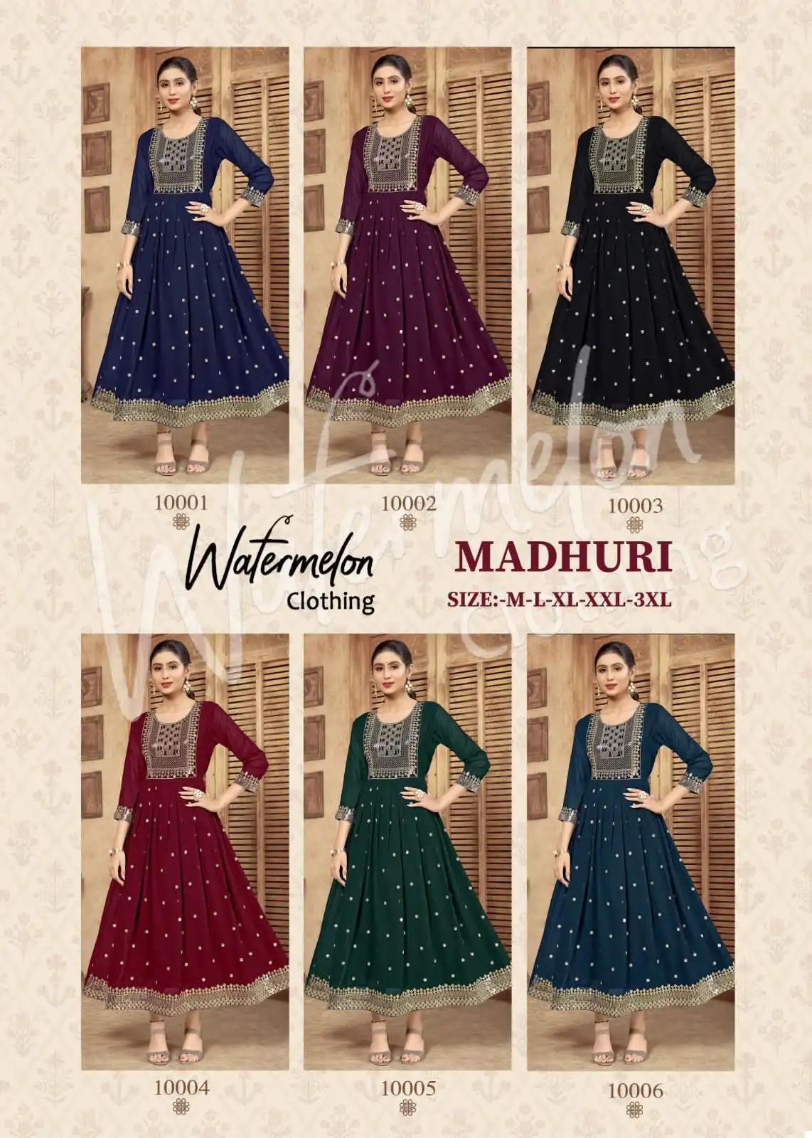 Watermelon Madhuri Faux Georgette Wholesale Long Kurtis Catalog — Wholesale Kurtis, MPA wholesale from Surat — view 7