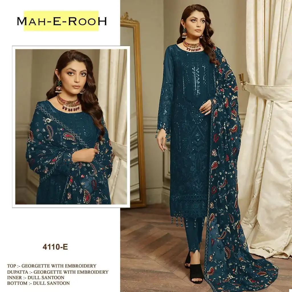 Mah-E-Rooh 4110 Heavy Faux Georgette Wholesale Pakistani Suit Catalog — Wholesale Salwar Suits, MPA wholesale from Surat - Gallery Image 3