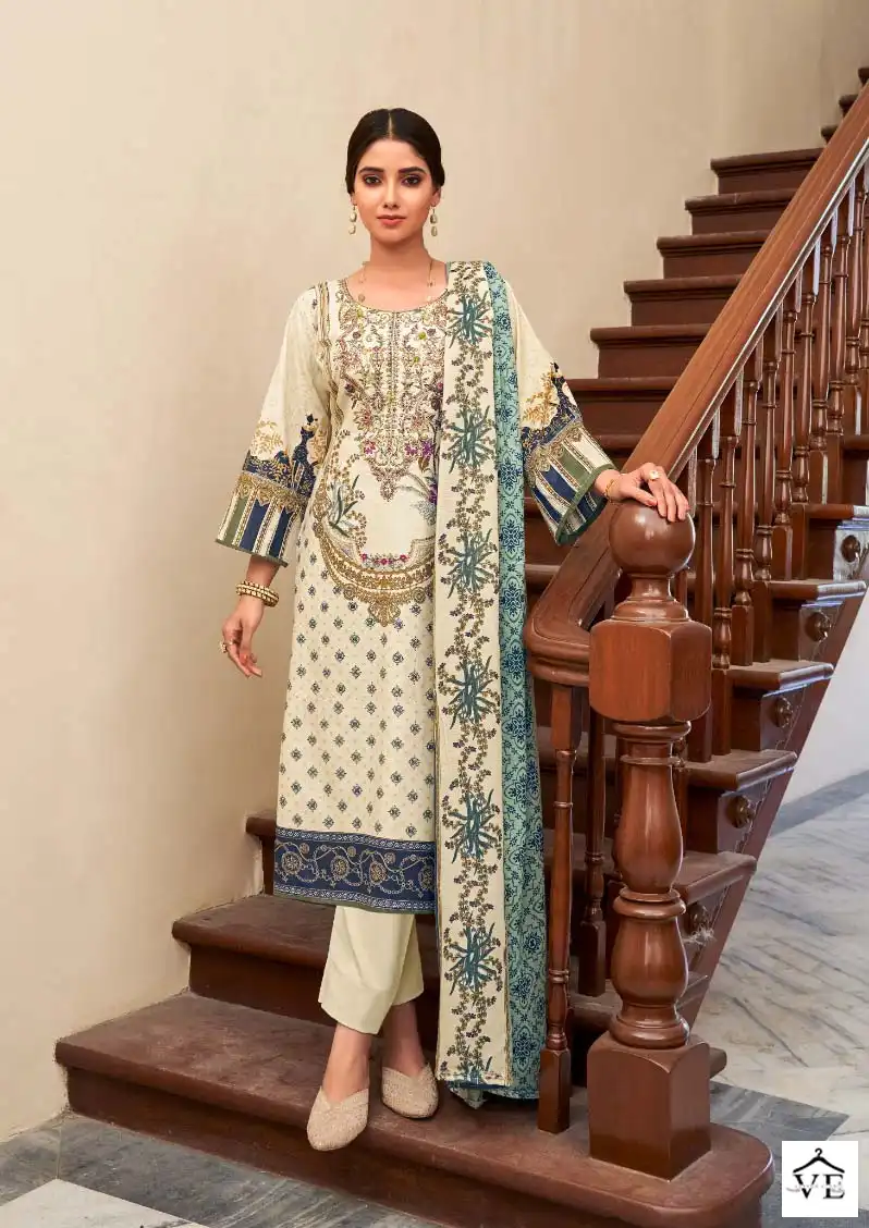 Levisha Mahiri Cotton Wholesale Self Embroidery Designer Pakistani Salwar Suit Catalog — Wholesale Salwar Suits, Levisha wholesale from Surat - Gallery Image 4