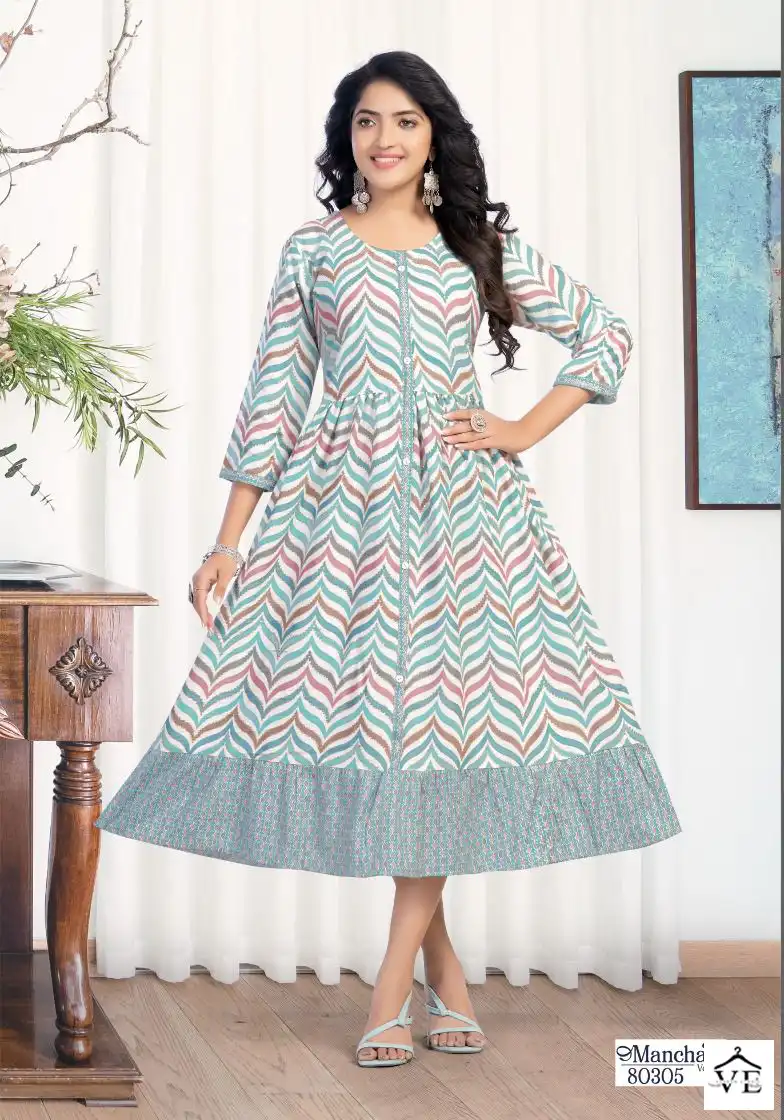 Mayra Manchali Pure Heavy Capsuil Print Wholesale Long Anarkali Kurtis Catalog — Wholesale Kurtis, MPA wholesale from Surat - Gallery Image 2