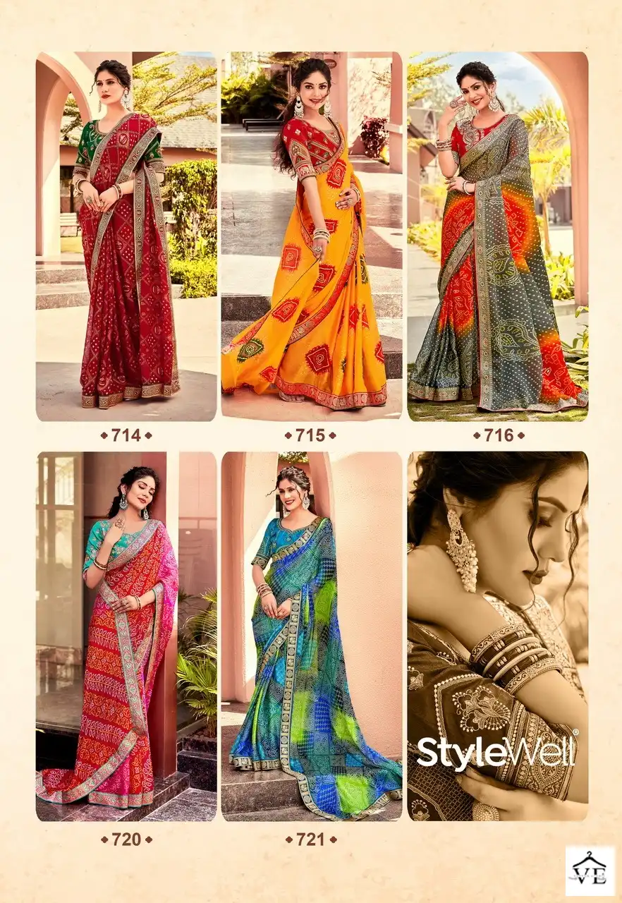 Stylewell Mangalam Vol 2 Bandhej Wholesale Designer Sarees — Wholesale Salwar Suits, MPA wholesale from Surat - Gallery Image 11