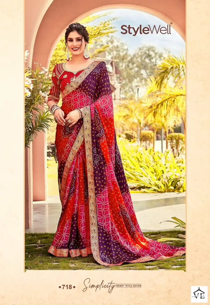 Stylewell Mangalam Vol 2 Bandhej Wholesale Designer Sarees — Wholesale Salwar Suits, MPA wholesale from Surat - Gallery Image 3