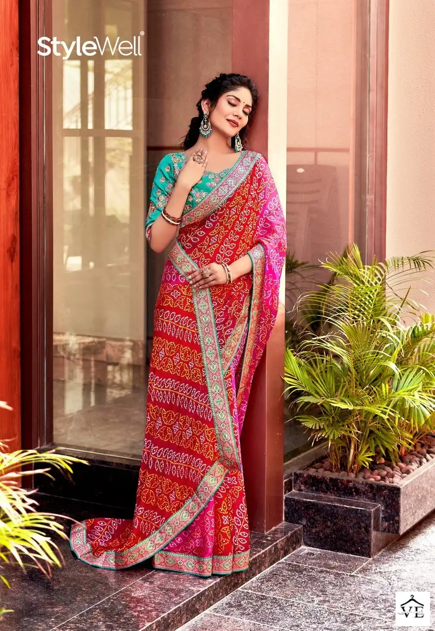 Stylewell Mangalam Vol 2 Bandhej Wholesale Designer Sarees — Wholesale Salwar Suits, MPA wholesale from Surat - Gallery Image 4