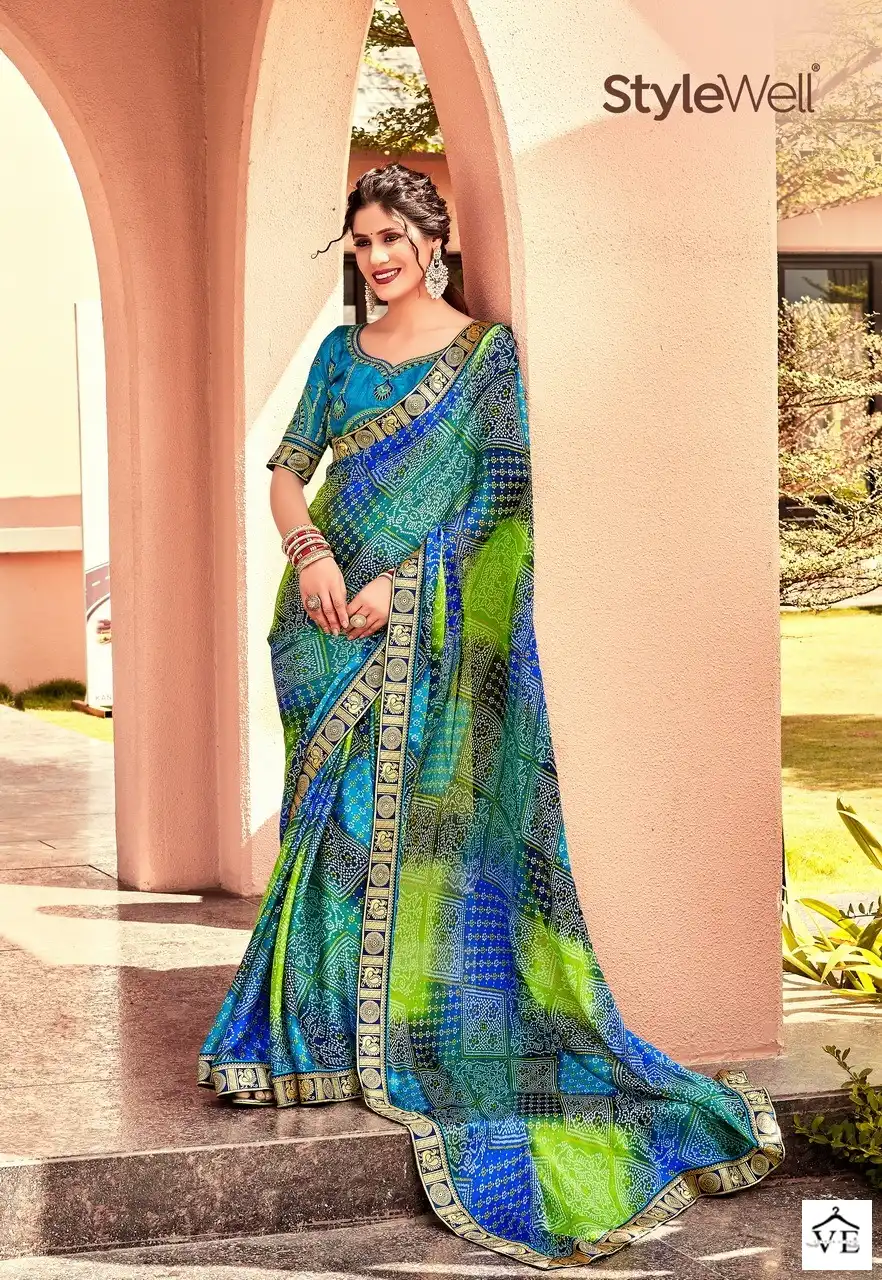 Stylewell Mangalam Vol 2 Bandhej Wholesale Designer Sarees — Wholesale Salwar Suits, MPA wholesale from Surat - Gallery Image 5
