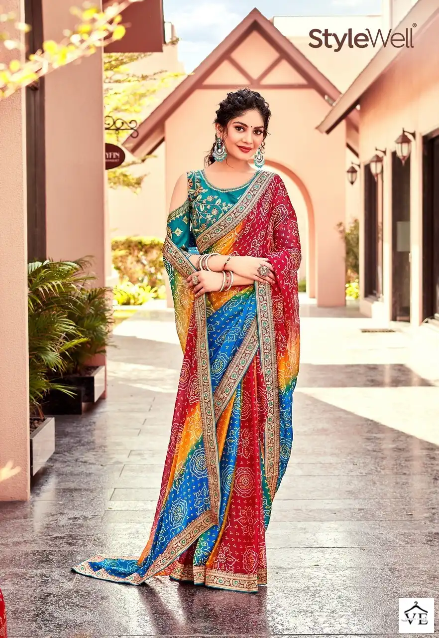 Stylewell Mangalam Vol 2 Bandhej Wholesale Designer Sarees — Wholesale Salwar Suits, MPA wholesale from Surat - Gallery Image 6
