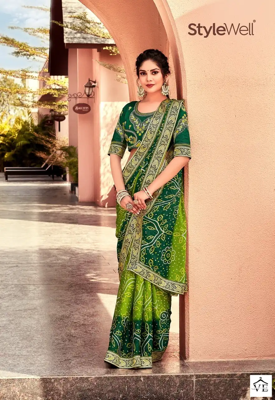 Stylewell Mangalam Vol 2 Bandhej Wholesale Designer Sarees — Wholesale Salwar Suits, MPA wholesale from Surat - Gallery Image 7