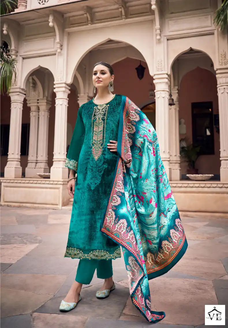 Z.S.M Marble Velvet Viscose Velvet Wholesale Designer Winter Wear Salwar Suit Catalog — Wholesale Salwar Suits, MPA wholesale from Surat - Gallery Image 5