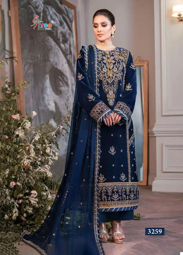 Shree Fabs Maria B Embroidered Velvet Edition 23 Vol 2 Velvet Wholesale Heavy Embroidered Pakistan Salwar Suit Catalog — Wholesale Salwar Suits, Shree Fabs wholesale from Surat - Gallery Image 2