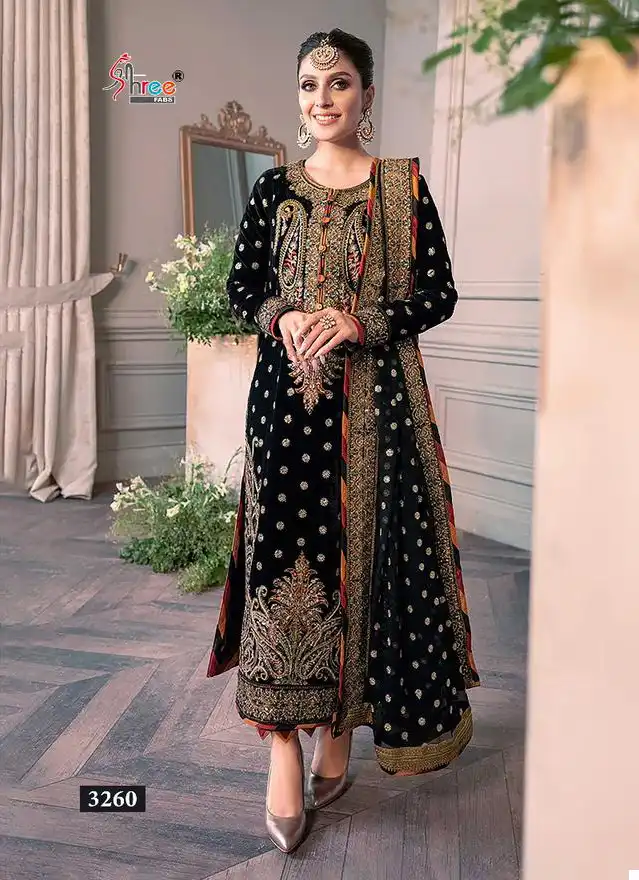 Shree Fabs Maria B Embroidered Velvet Edition 23 Vol 2 Velvet Wholesale Heavy Embroidered Pakistan Salwar Suit Catalog — Wholesale Salwar Suits, Shree Fabs wholesale from Surat - Gallery Image 3