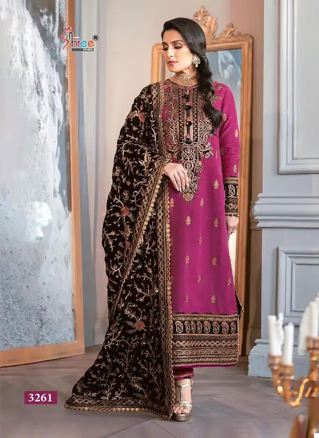 Shree Fabs Maria B Embroidered Velvet Edition 23 Vol 2 Velvet Wholesale Heavy Embroidered Pakistan Salwar Suit Catalog — Wholesale Salwar Suits, Shree Fabs wholesale from Surat - Gallery Image 4