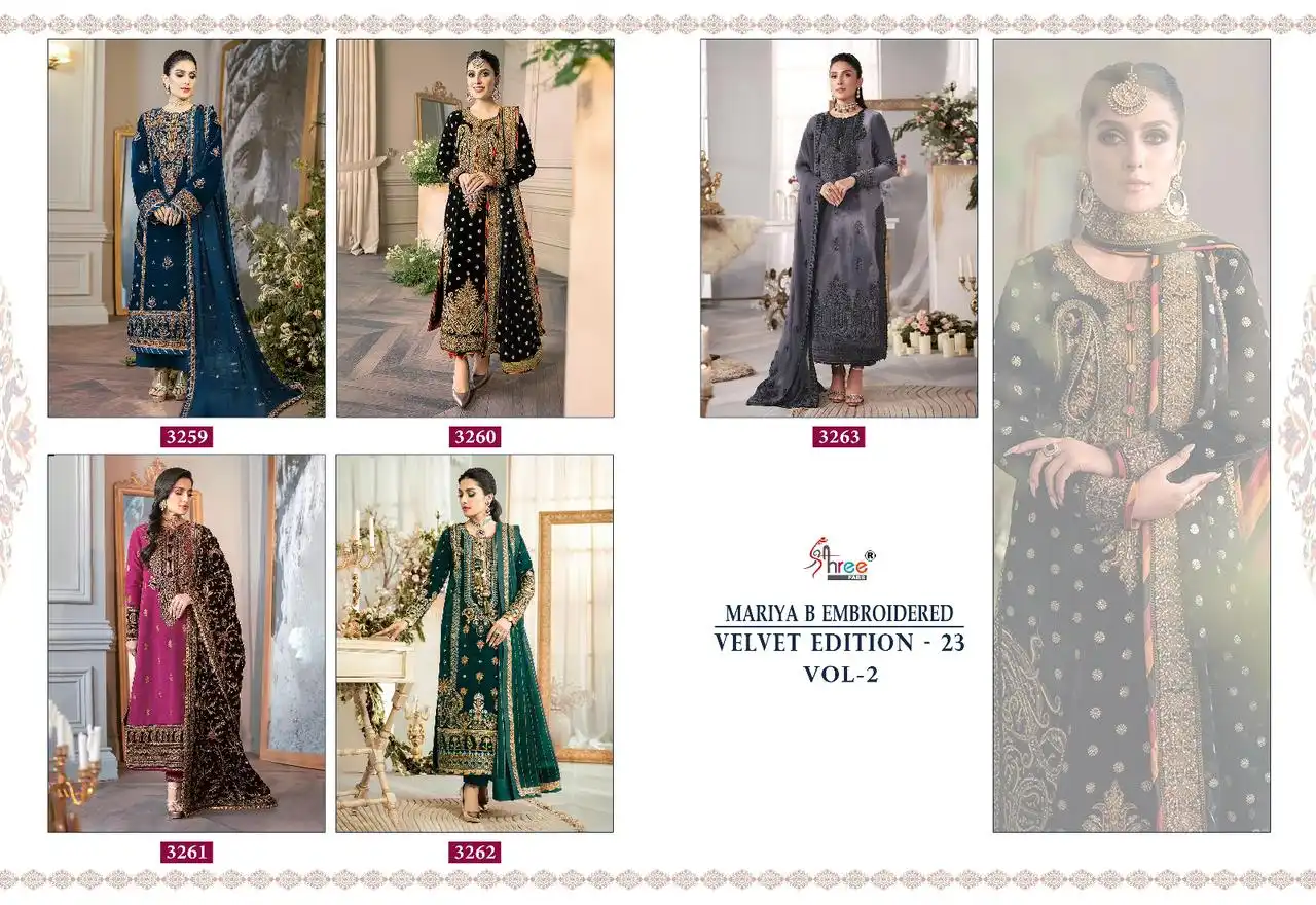 Shree Fabs Maria B Embroidered Velvet Edition 23 Vol 2 Velvet Wholesale Heavy Embroidered Pakistan Salwar Suit Catalog — Wholesale Salwar Suits, Shree Fabs wholesale from Surat — view 6