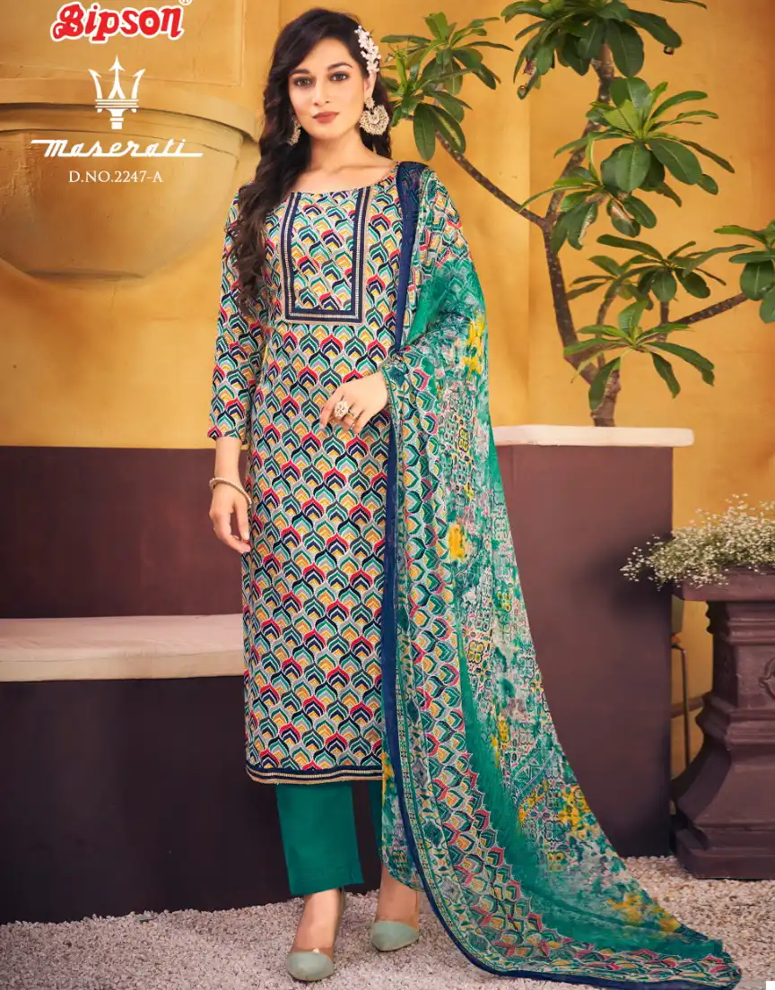 Bipson Maserati 2247 Pure Rayon Foil Print Wholesale Salwar Suit Catalog — Wholesale Salwar Suits, MPA wholesale from Surat — view 1