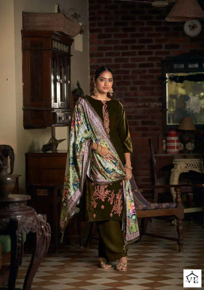 Kesar Meenakari Velvet Wholesale Designer Winter Wear Salwar Suit Catalog — Wholesale Salwar Suits, MPA wholesale from Surat - Gallery Image 3