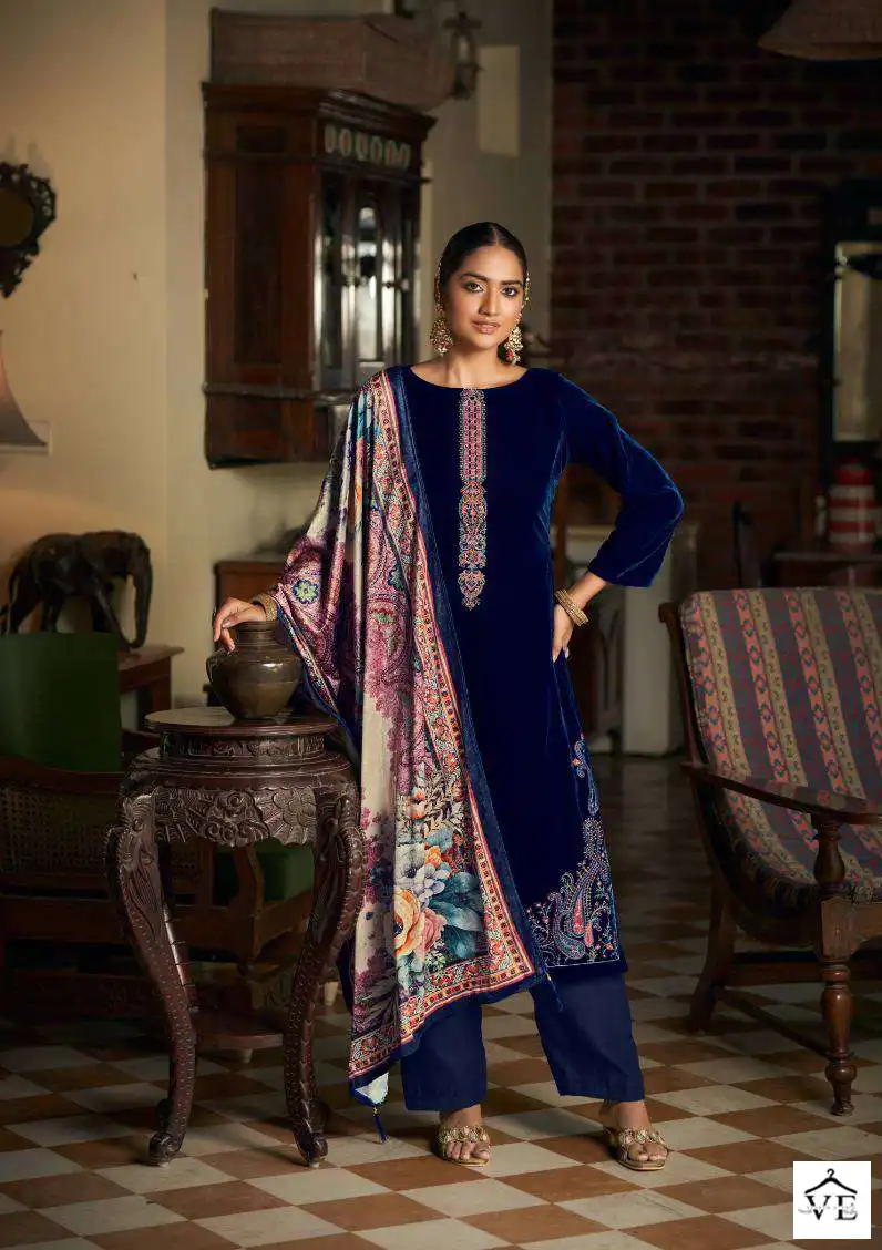 Kesar Meenakari Velvet Wholesale Designer Winter Wear Salwar Suit Catalog — Wholesale Salwar Suits, MPA wholesale from Surat - Gallery Image 5