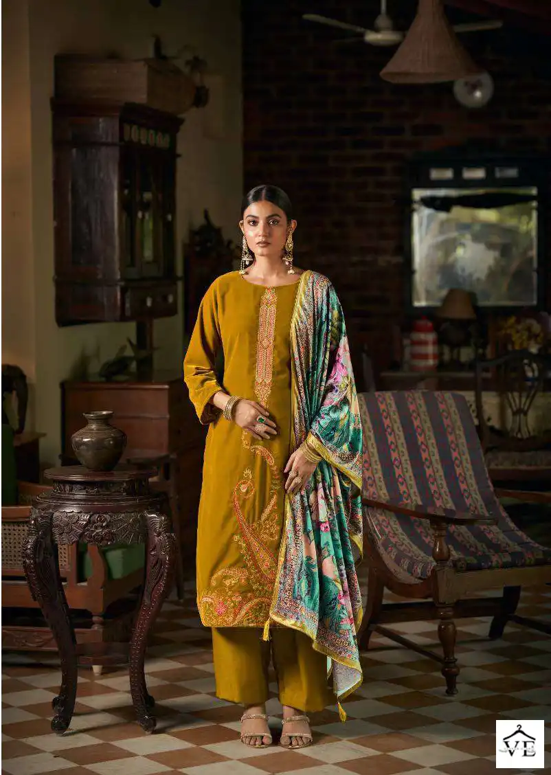 Kesar Meenakari Velvet Wholesale Designer Winter Wear Salwar Suit Catalog — Wholesale Salwar Suits, MPA wholesale from Surat - Gallery Image 6